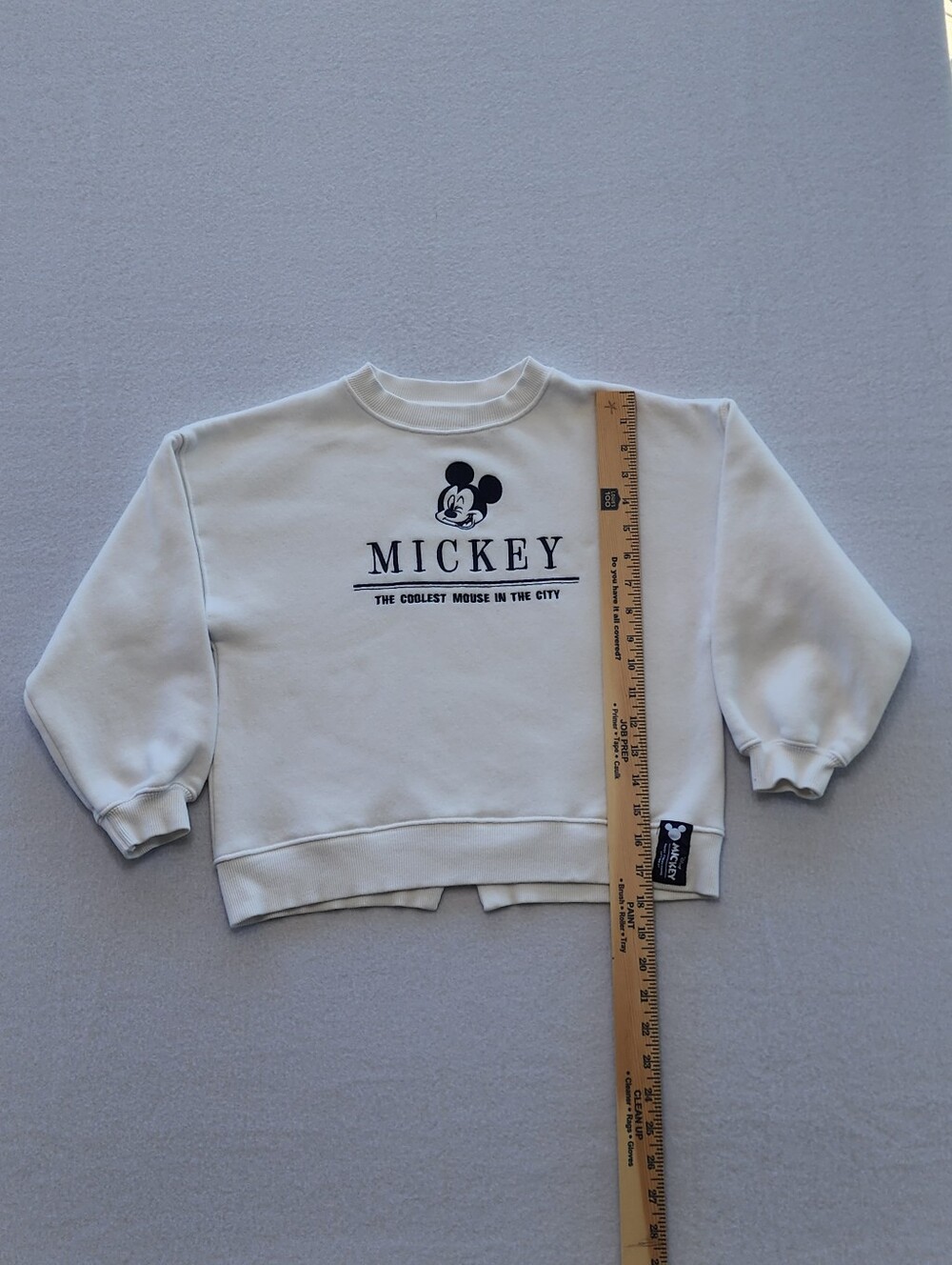 Zara Kids Disney Mickey Mouse Sweatshirt Size 10 Cream Graphic Pullover 140cm - Picture 2 of 7